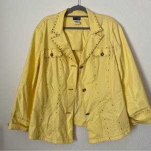 Denim by Milano yellow denim like studded western jacket size 20W